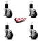 Service Caster 3.5'' Black Poly Swivel 1-3/4'' Expanding Stem Caster Set with Brake, 4PK SCC-EX20S3514-PPUB-BLK-TLB-134-4 - alternate 3